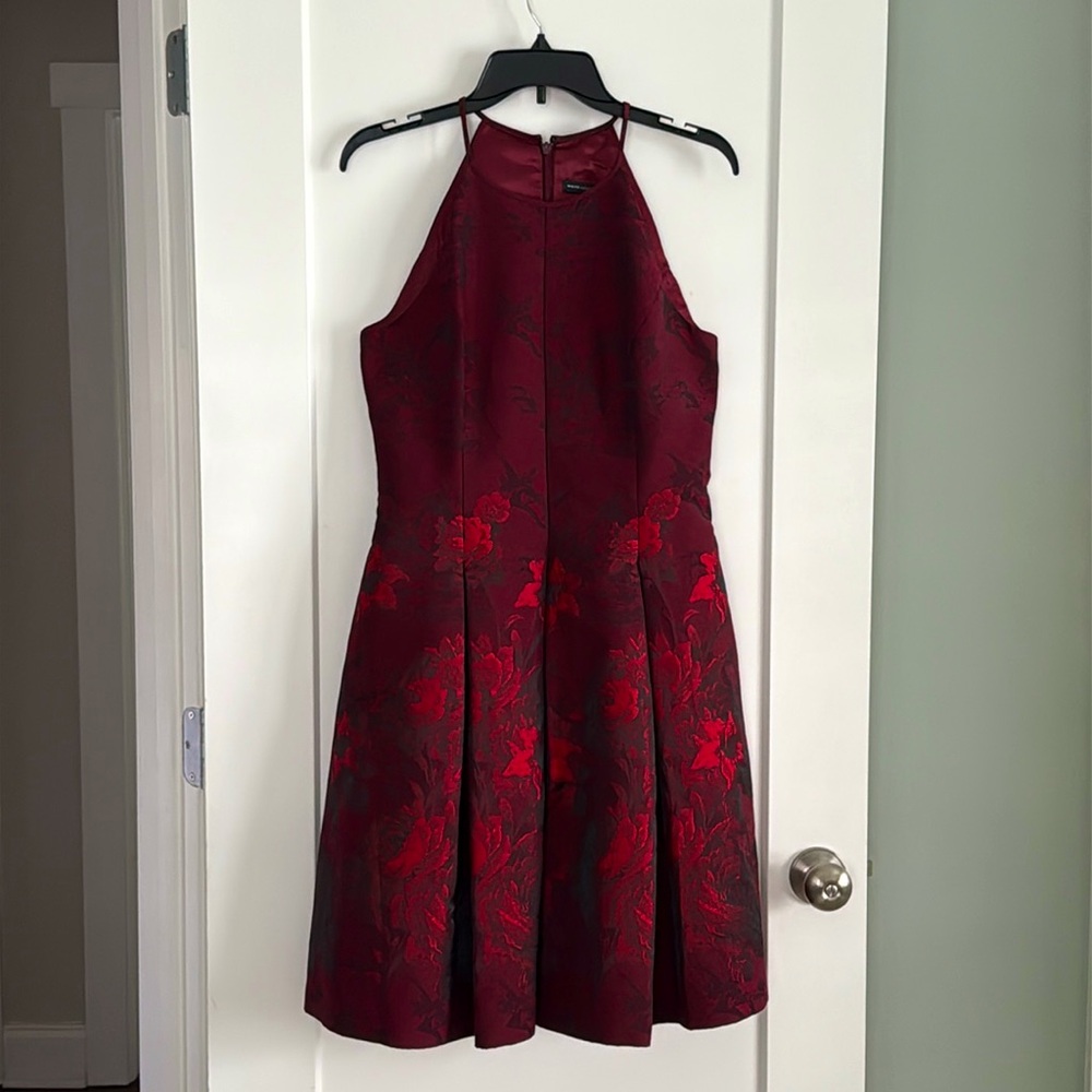 White House Black Market Burgundy A-Line Dress